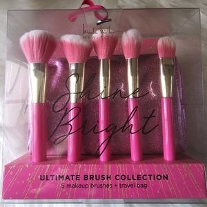 Make Up Brushes With Makeup Bag|Travel Bag Combo Pink
